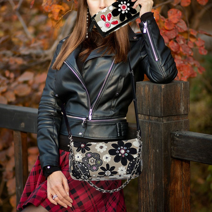 クロコダイルバッグ マット女性用バッグ LBF-4060whブラック  