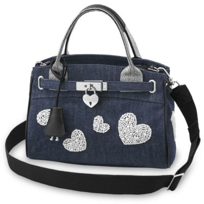美品【シンクビー】デニム アイコニック チャーム ハンドバッグ グレー×黒 Think Bee! - 美品【シンクビー】デニム アイコニック チャーム