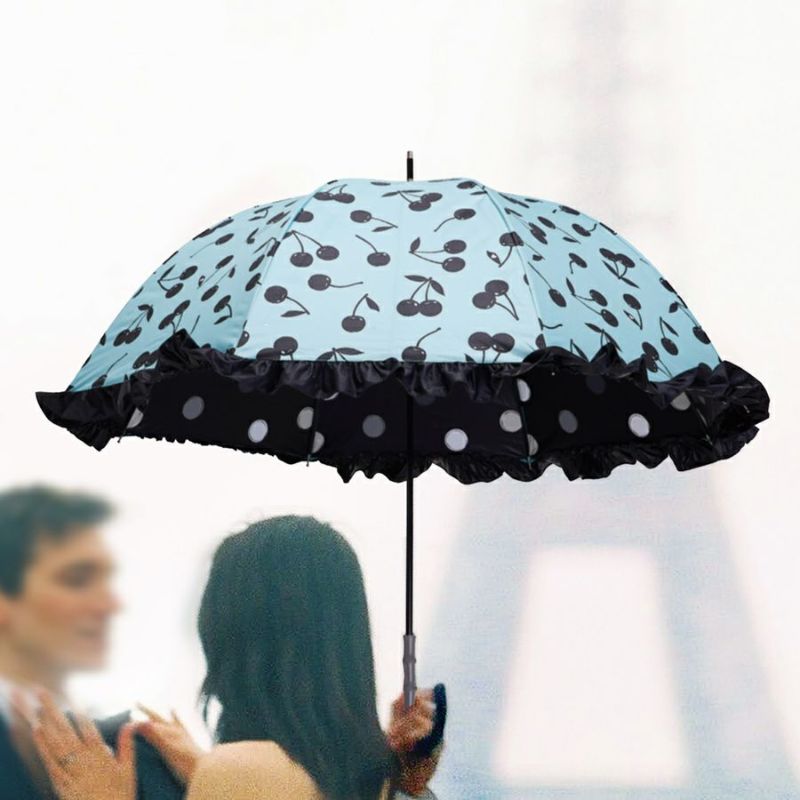 在庫数 2個＞カサノヴァ 晴雨兼用長傘 (フリル付) （チェリー