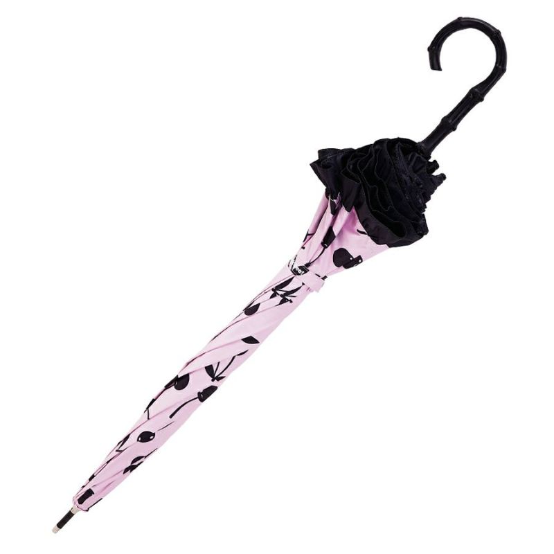 在庫数 4個＞カサノヴァ 晴雨兼用長傘 (フリル付) （チェリー