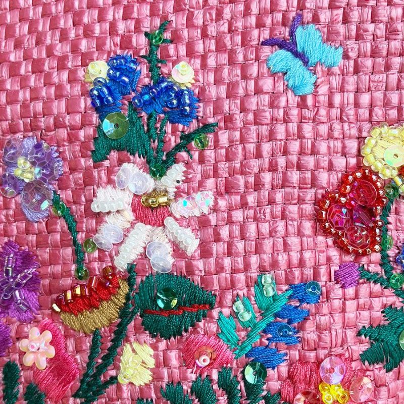 美品、シンクビー、Think Bee!、カゴバッグ、ソチミルコ、メキシコ、刺繍 美品、シンクビー、Think Bee!、カゴバッグ、ソチミルコ
