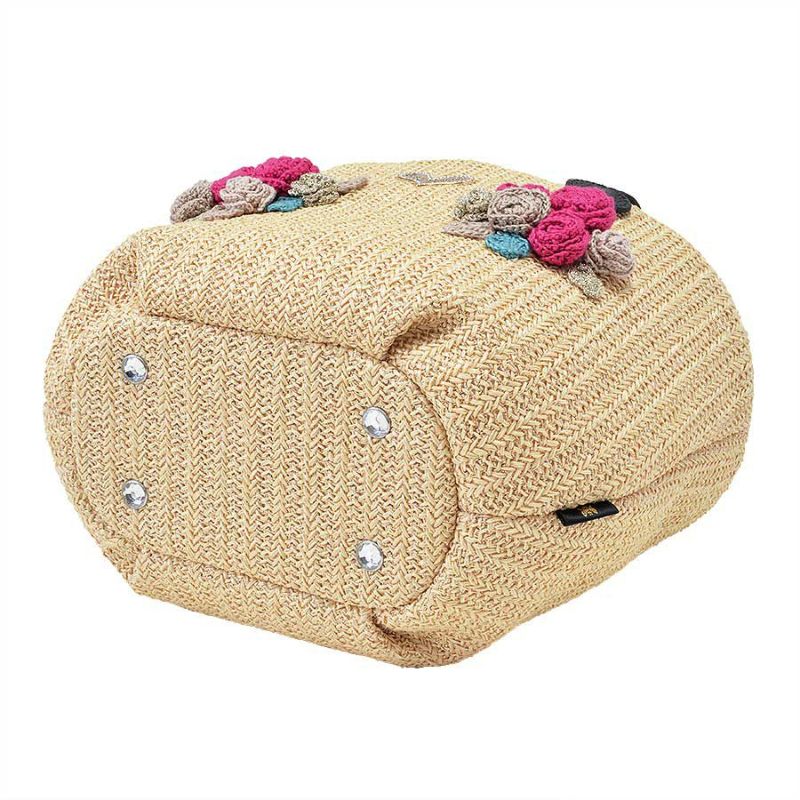 希少【シンクビー】花フラワー柄 立体 刺繍 ハンドバッグ ベージュ×カラフル Amazon.co.jp: Think Bee! シンクビー プロントポシェット 花柄